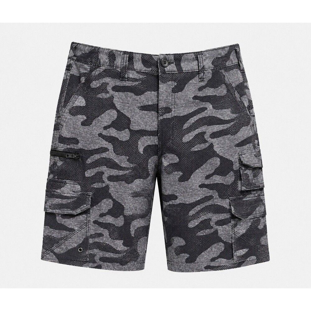 Iron Co. Cargo Shorts Men's 36 Gray Black Camo Print